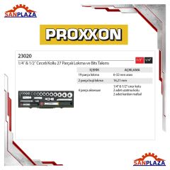 Proxxon 23020 1/4'' 1/2'' Cırcır Kollu Mafsallı 27 Parça Lokma Takımı