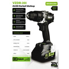 Sanplaza Voltz VZDR-20I Akülü Darbeli Matkap Kademeli Hız Kömürsüz 20 V 5.0 AH