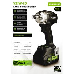Sanplaza Voltz VZIW-20 Akülü Somun Sökme Kademeli Hız Kömürsüz 20 V 5.0 AH