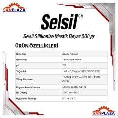 Selsil Silikonize Mastik Beyaz 500 gr (52083)