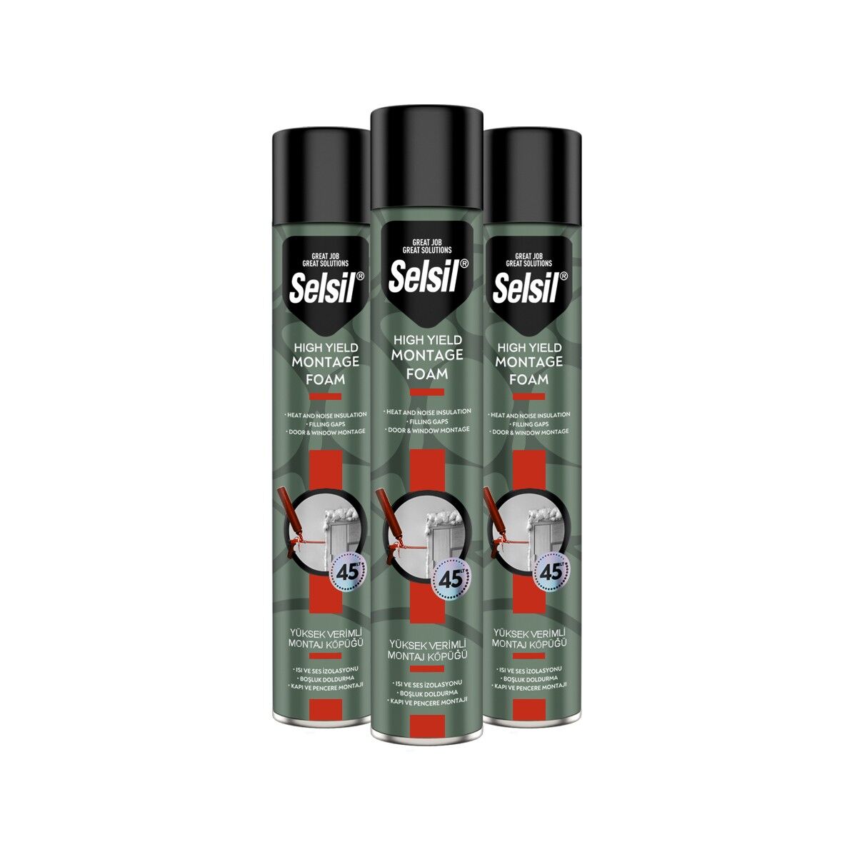 Selsil Selfoam Polyüretan Yüksek Verimli Montaj Dolgu Köpüğü 750 ml/ 850 gr (2659) - 3 Adet