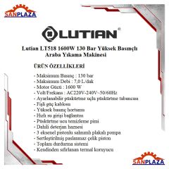 Lutian LT518 1600W 130 Bar Yüksek Basınçlı Araba Yıkama Makinesi