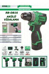 Haispro RB-DB16 Profesyonel Akülü Vidalama Matkap 16 V 2.0 Ah Çift Akü