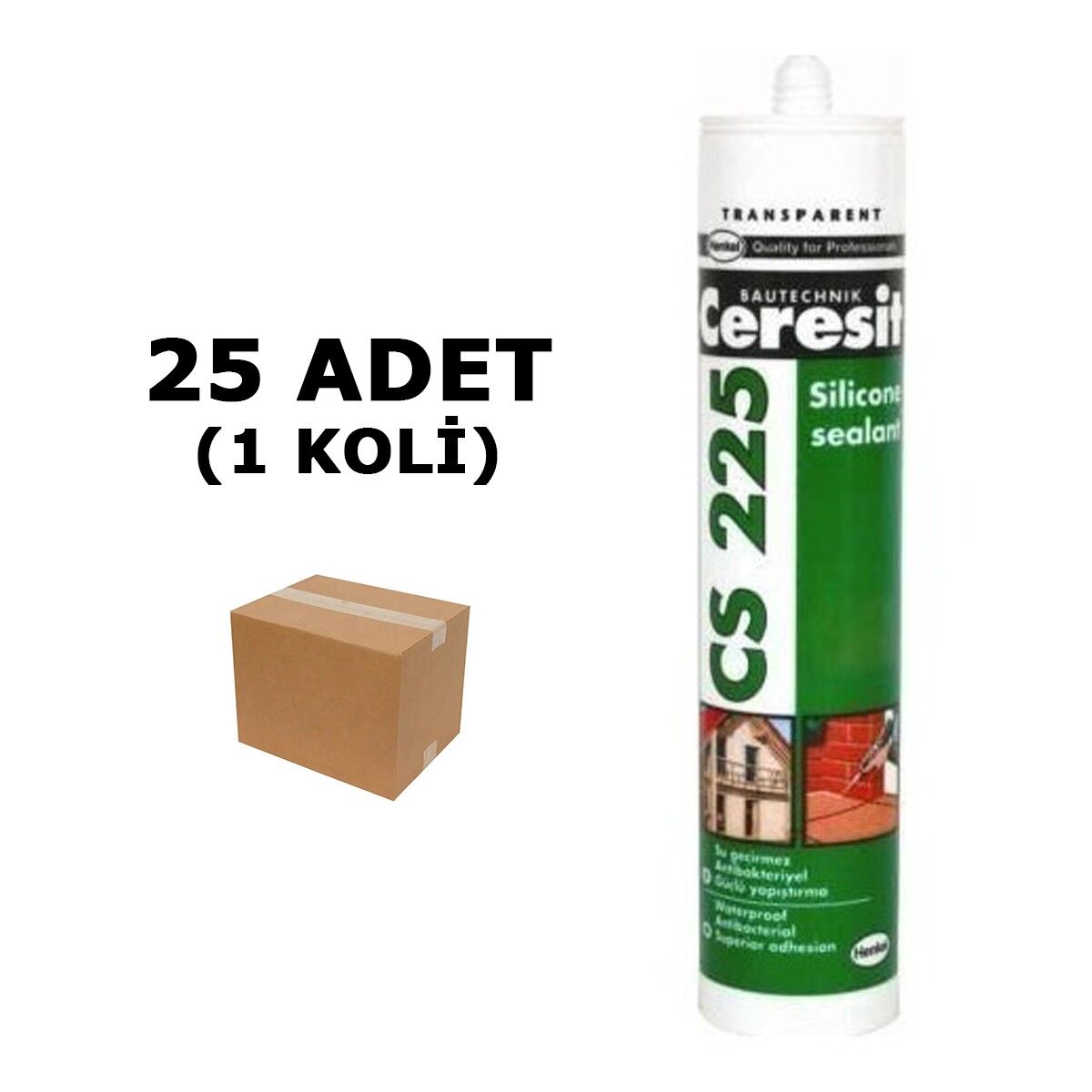 Ceresit Cs 225 Silikon Mastik Şeffaf 280 gr 25'li Koli