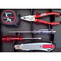 İzeltaş 5'li Pro Set 5 Parça Kraft Pense 160mm Kontrol Kalemi Tornavida Maket Bıçağı Şerit Metre