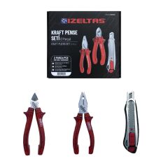 İzeltaş 3'lü Kraft Pense Seti 3 Parça Kraft Pense 160mm Kraft Yan Keski 160mm Maket Bıçağı