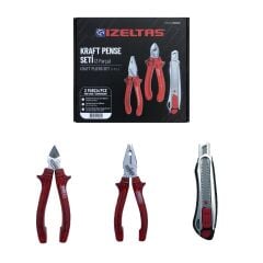İzeltaş 3'lü Kraft Pense Seti 3 Parça Kraft Pense 160mm Kraft Yan Keski 160mm Maket Bıçağı