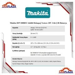 Makita DJV180RFJ Akülü Dekupaj Testere 18V 3Ah Çift Batarya