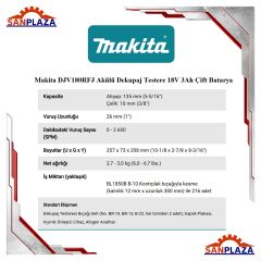 Makita DJV180RFJ Akülü Dekupaj Testere 18V 3Ah Çift Batarya