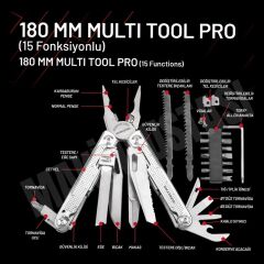 İzeltaş Multi Tool Pro 15 Fonksiyonlu 180 mm Çok Amaçlı Pense Çakı Seti