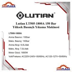 Lutian LT505-1800A 150 Bar Yüksek Basınçlı Yıkama Makinesi