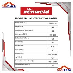 Zenweld Arc 200 Elektrod İnverter Kaynak Makinesi