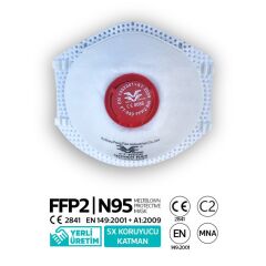 Sanplaza FFP2 Ventilli Konik Katlanabilir N95 Toz Maskesi 1 Kutu 15 Adet