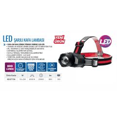 Klaus KE47736 Led Şarjlı Kafa Lambası 10+2W 800 Lümen