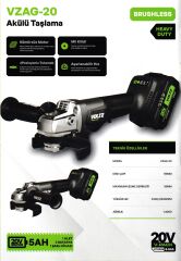 Sanplaza Voltz VZAG-20 Akülü Avuç Taşlama Kademeli Hız Kömürsüz 20 V 5.0 AH