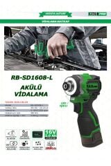 Haispro RB-SD1608-L Profesyonel Akülü Vidalama Matkap 16 V 2.0 Ah Çift Akü