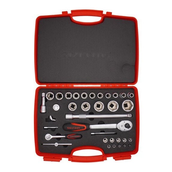 İzeltaş 1113001038 1/2'' 1/4'' 6 Köşe Kombine 35 Parça Lokma Takımı