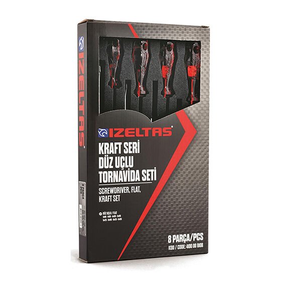 İzeltaş 4100008108 Kraft Düz Tornavida Seti 8 Parça
