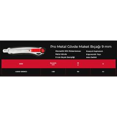 İzeltaş Pro Metal Gövde Maket Bıçağı 9 mm Otomatik Kilitli Kauçuk Kaplama