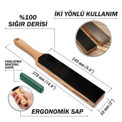 BeaverCraft LS6P1 Çift Yüzeyli Deri Bıçak Bileme ve Parlatma Macunu Seti 2 Parça