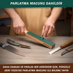 BeaverCraft LS6P1 Çift Yüzeyli Deri Bıçak Bileme ve Parlatma Macunu Seti 2 Parça