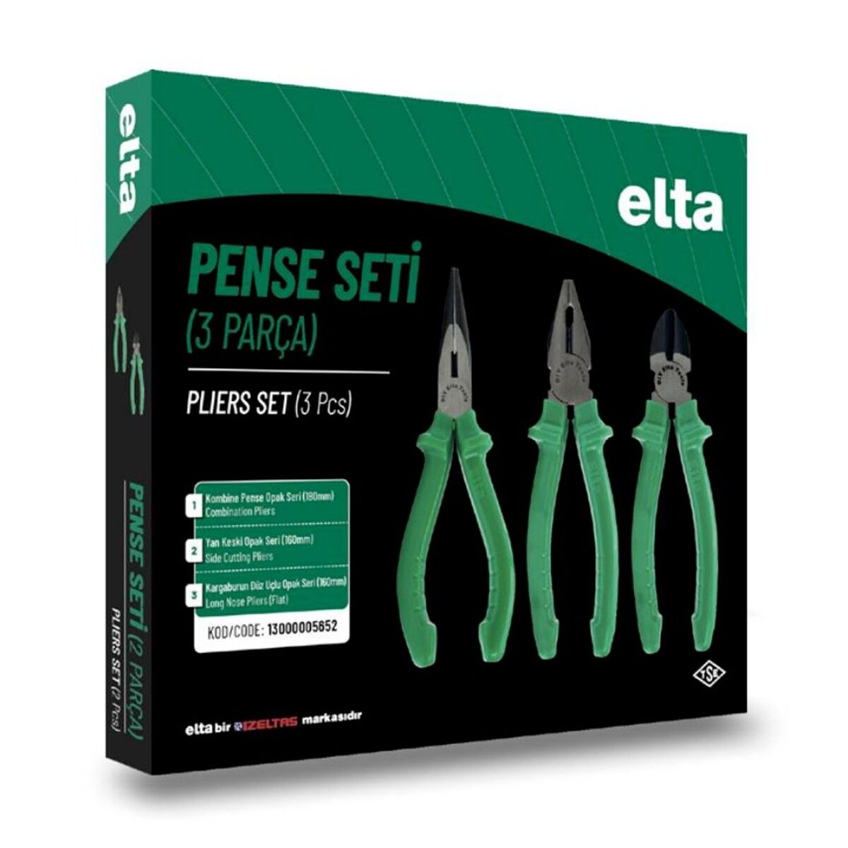 Elta 3 Parça Pense Seti 180 mm Pense 160 mm Yan Keski 160 mm Kargaburun 13000005652