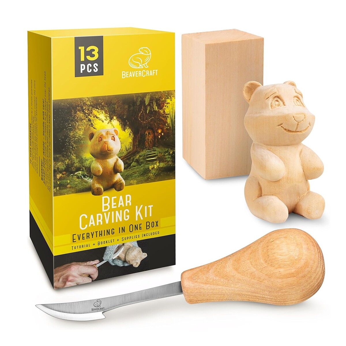 BeaverCraft DIY05 Ayı Figürü Ahşap Oyma Hobi Seti