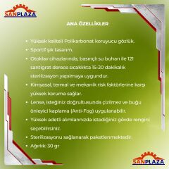 Sanplaza Baymax S-400 Şeffaf Toz Çapak Koruyucu İş Güvenlik Gözlüğü Kulak Ayarlı UV Korumalı 3 Adet
