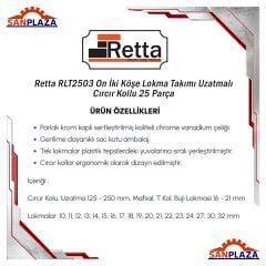 Retta RLT2503 On İki Köşe Lokma Takımı Uzatmalı Cırcır Kollu 25 Parça