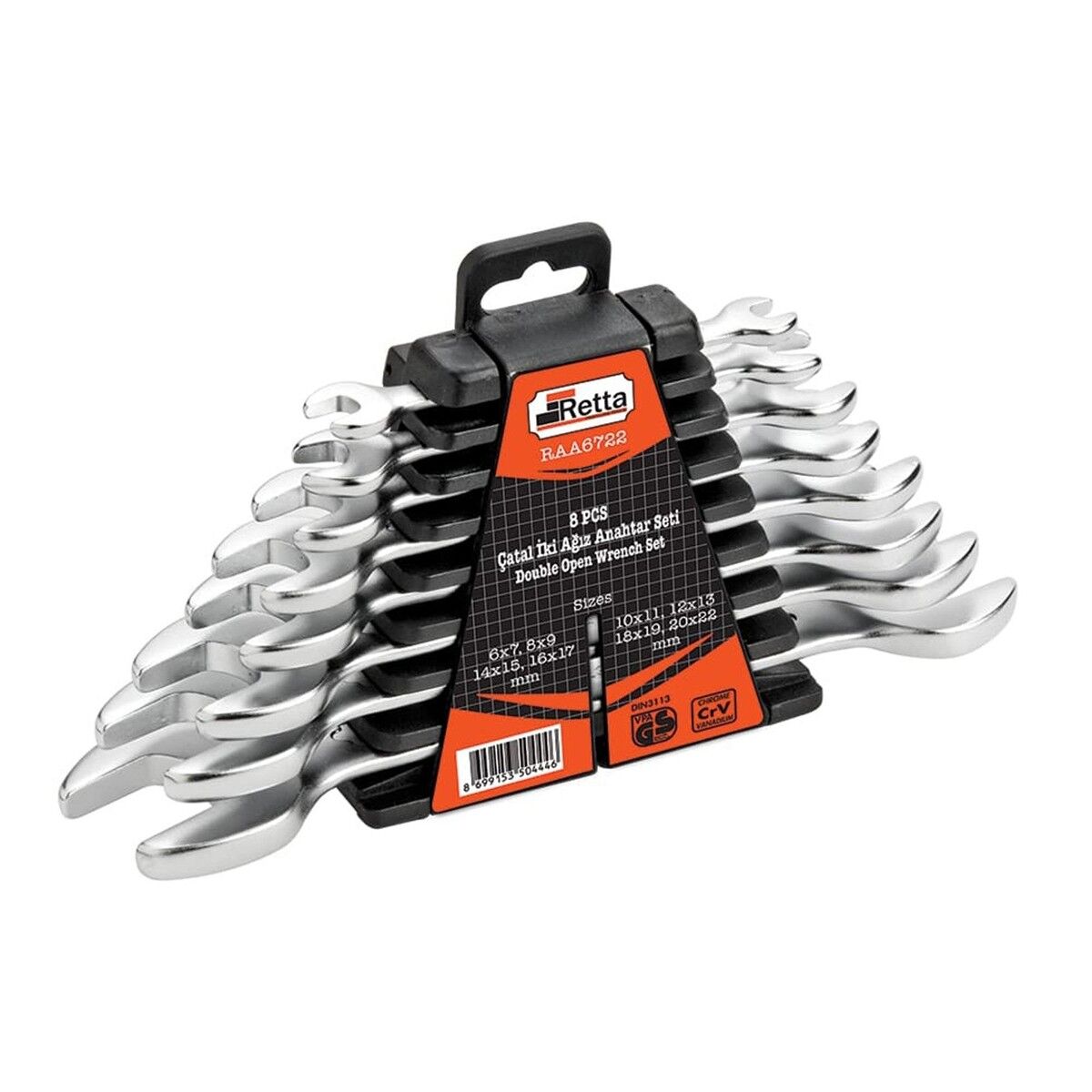 Retta RAA6722 8'li Çatal İki Ağız Anahtar Takımı