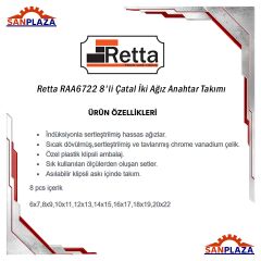 Retta RAA6722 8'li Çatal İki Ağız Anahtar Takımı