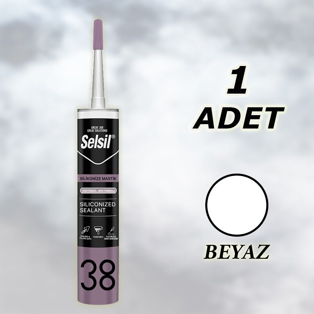 Selsil Silikonize Mastik Beyaz 500 gr (52083) 1 Adet