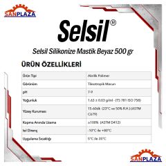 Selsil Silikonize Mastik Beyaz 500 gr (52083) 1 Adet