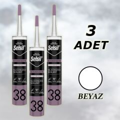 Selsil Silikonize Mastik Beyaz 500 gr (52083) 3 Adet