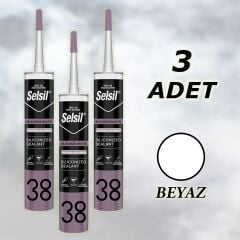 Selsil Silikonize Mastik Beyaz 500 gr (52083) 3 Adet
