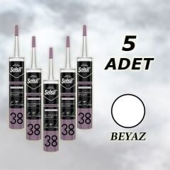 Selsil Silikonize Mastik Beyaz 500 gr (52083) 5 Adet