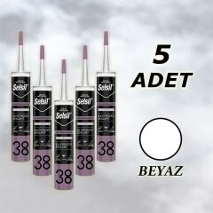 Selsil Silikonize Mastik Beyaz 500 gr (52083) 5 Adet