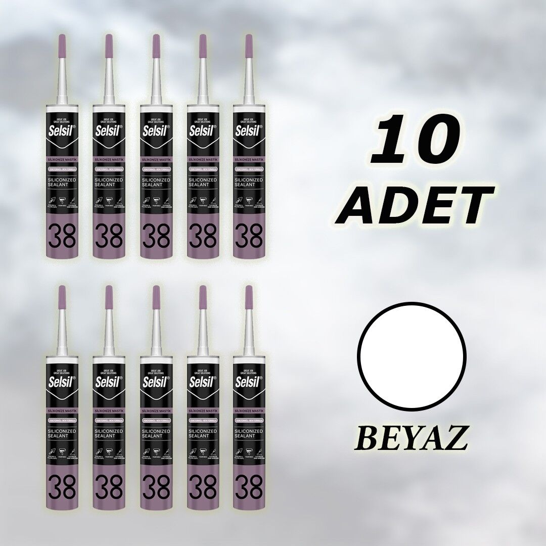 Selsil Silikonize Mastik Beyaz 500 gr (52083) 10 Adet