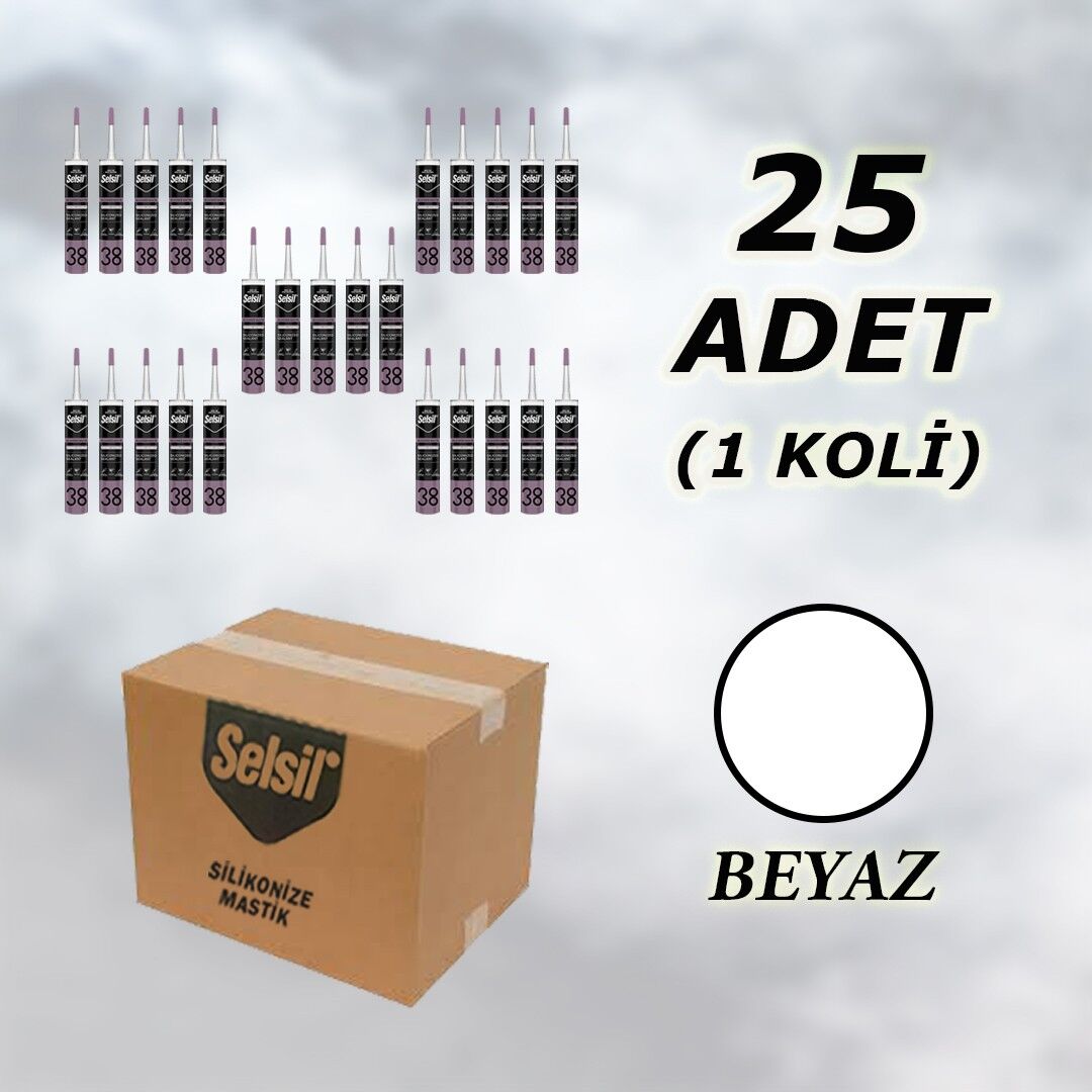 Selsil Silikonize Mastik Beyaz 500 gr (52083) 25 Adet (1 Koli)