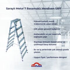 Sanplaza Saraylı Metal 7 Basamaklı Çift Çıkışlı Merdiven 1207