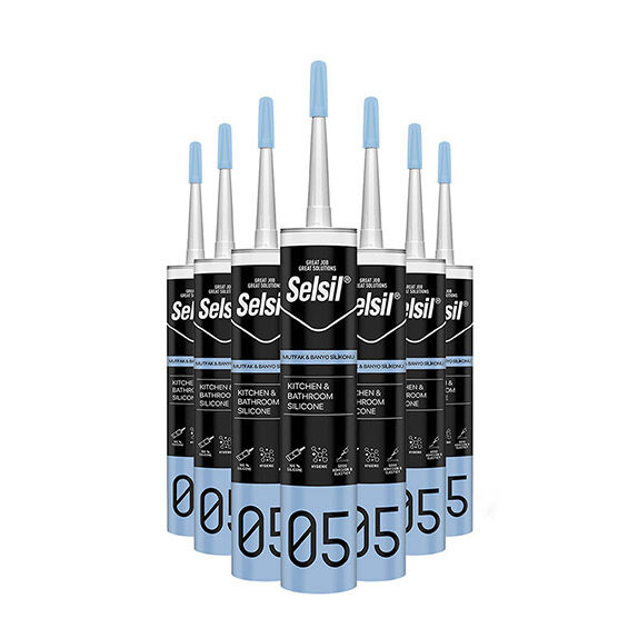 Selsil Şeffaf Mutfak Banyo Duşakabin Silikonu 280 ml 25 Adet 1 Koli