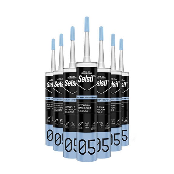Selsil Şeffaf Mutfak Banyo Duşakabin Silikonu 280 ml 25 Adet 1 Koli
