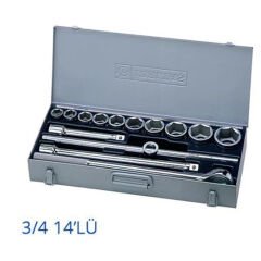 İzeltaş 1119006114 3/4'' Ağır Tip Altı Köşe Lokma Anahtar Takımı 14 Parça