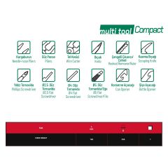 İzeltaş Elta Multi Tool Compact 12 Fonksiyonlu Katlanır Çok Amaçlı Pense El Aleti Paslanmaz Çelik 160 mm
