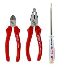 İzeltaş 3'lü Pense 180 mm Yan Keski 160 mm Kontrol Kalemi 190 mm Seti