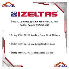 İzeltaş 3'lü Pense 180 mm Yan Keski 160 mm Kontrol Kalemi 190 mm Seti