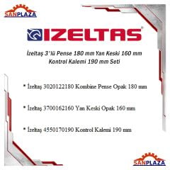 İzeltaş 3'lü Pense 180 mm Yan Keski 160 mm Kontrol Kalemi 190 mm Seti