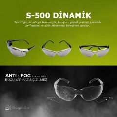 Baymax S-500 Dinamik Antifog Gümüş Aynalı Buğu Yapmayan Toz Çapak Koruyucu UV Korumalı Laboratuvar İşçi İş Güvenlik Gözlüğü