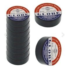 Globe Elektrik Bandı PVC İzole Bant Siyah 19 mm 10 mt 10 Adet