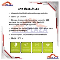 Baymax BX-2500 Comfort Dual Antifog Şeffaf Buğu Yapmayan Toz Çapak Koruyucu UV Korumalı Laboratuvar İşçi İş Güvenlik Gözlüğü